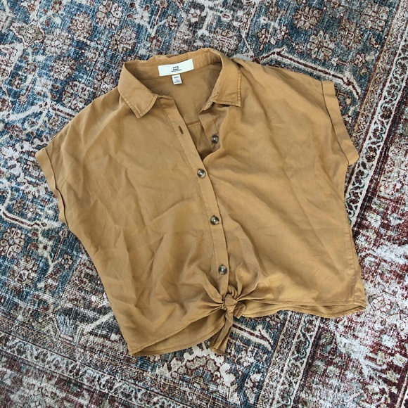 Thread & Supply Tops - Mustard yellow button down tied shirt Thread & Supply Tops - Mustard yellow button down tied shirt